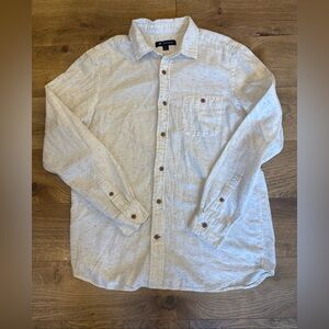 Cremieux Classics Men's Size M Long Sleeve Button Down Shirt Ivory Speckled
